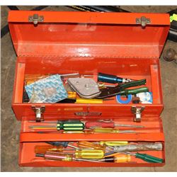 RED TOOL BOX WITH CONTENTS