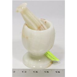 ALABASTER MORTAR AND PESTLE.