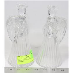 PAIR OF CRYSTAL ANGEL CANDLE HOLDERS.