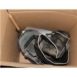 BOX WITH WELDING HELMETS, GUN CASE AND CANDLE