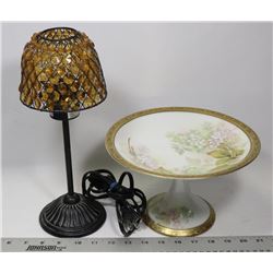 VINTAGE DECORATIVE GOLD PAINTED PLATE WITH