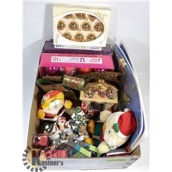 BOX W/NEW CHRISTMAS ITEMS INCL. WALL