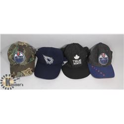 BOX W/4 NEW BASEBALL CAPS INCL. 3 OILER'S