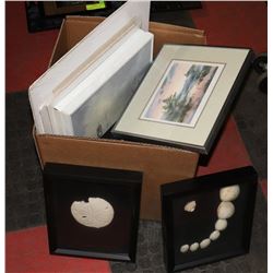 BOX OF FRAMED PICTURES