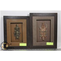SET OF 2 WOOD SHADOW BOX 3-D MASK