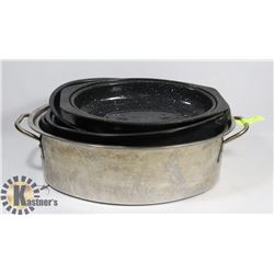 LOT OF 3 VARIOUS SIZE ROASTERS.