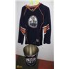 Image 1 : OILERS JERSEY AND TRASH CAN.