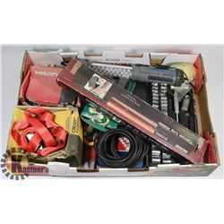 FLAT OF ASSORTED SHOP TOOLS & SUPPLIES