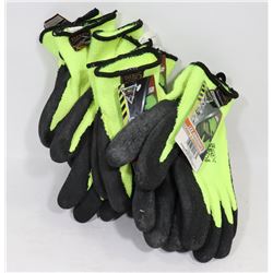 4 PAIRS OF SURE GRIP LATEX FOAM COATED PALM GLOVES
