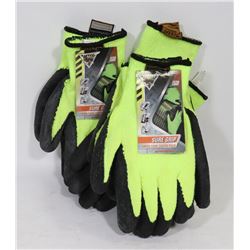 3 PAIRS OF SURE GRIP LATEX FOAM COATED PALM GLOVES