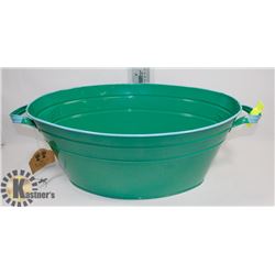 GREEN METAL DECORATIVE DOUBLE HANDLED BUCKET