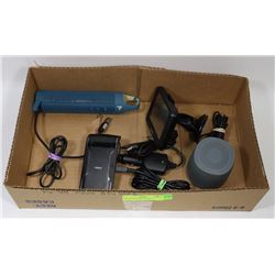 BOX OF ELECTRONICS INCL 2 SPEAKER PHONES, JABRA