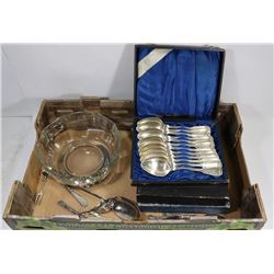 BOX WITH 3 SETS OF OLD HENKEL KNIVES, FORKS &