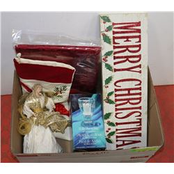 BOX OF ASSORTED CHRISTMAS DECORATIONS