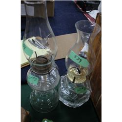 Two Glass Bottom Lamps (one is a Beehive)