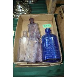 Five Coloured (purple, blue) Collector Bottles