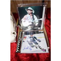 Collector Memorabilia - Don Cherry, Gretzkey Card, Garth Brooks, 4 Nascar Glasses & Signed Picture