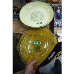 Two Yellow-Toned Bowls - One on a Pedestal & One  Tre Ci  - Made in Italy