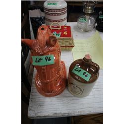 Ceramic Horse Head and a Daniel Boone Liquor Jug