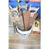 Image 1 : Pail of Hand Saws and Miscellaneous Items