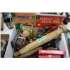 Image 1 : Box of Misc. Wooden Items; 2 Comics and 2 Duck Calls