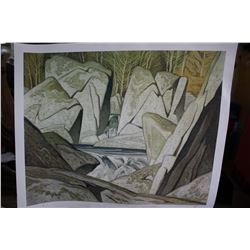 Print (large)- 'Rock Cluster Madawaska River' by Alfred Joseph Casson (Group of 7 Artist) w/Certific