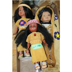 Three First Nation Dolls - Dressed in Leather Clothes