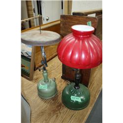 Two Lamps - 1 with Ruby Red Glass Shade