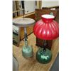 Image 1 : Two Lamps - 1 with Ruby Red Glass Shade