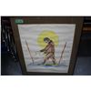 Image 1 : Framed Inuit Drawing of a Fisherman