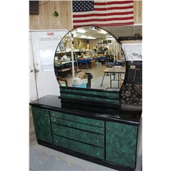 Large Green & Black Dresser with Mirror