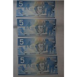 Canada Five Dollar Bills (4)