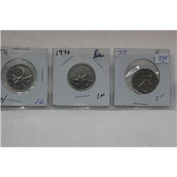 Canada Twenty-Five Cent Coins (3)