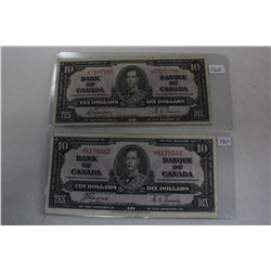 Canada Ten Dollar Bills (2)