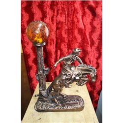 Ceramic Bronc Rider Table Lamp; Bronze-Like Finish