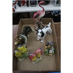 Box with 2 Dogs and 4 Bird Ornaments