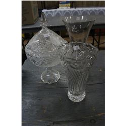 Crystal (3 pcs): 2 Vases and 1 Covered Dish