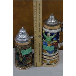 Two Beer Steins with Lids