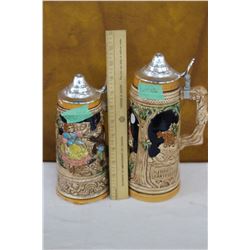 Two Beer Steins with Lids