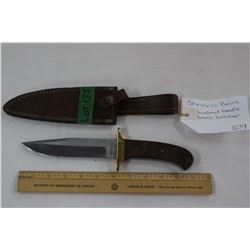 Stainless Bowie Knife with Walnut Handle and Brass Bolster