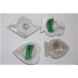 Marble Ash Trays w/Hearts, Diamonds, Clubs, Spades