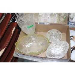 Flat with:  Crystal Vase, 2 Footed Bowls and 1 Covered Candy Dish