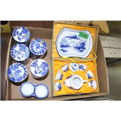 Flat with Blue and White Kitchen Items