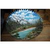 Image 1 : Painted Sawmill Blade (28") - Wilderness Scene - by I. Miller