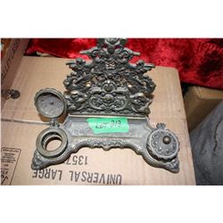Desk Ink Well and Letter Holder (Brass)