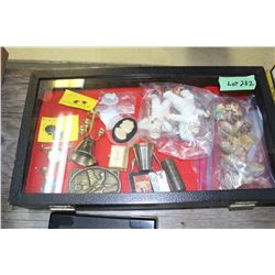 Show Case with Shelf Ornaments and a Belt Buckle ***Show Case not included