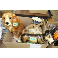 2 Ceramic Dogs and a Sailor Bear