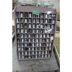 Display Case with 98 Thimbles - Great opportunity to start a unique collection