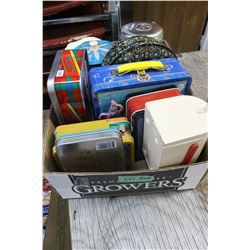 Box with Children's Lunch Boxes and Tins