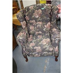 Black Easy Chair with Floral Pattern